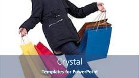  Presentation with falling person - Presentation theme having falling woman with shopping bags beautiful girl in motion backside view of person isolated over white background a young girl in winter clothes is dancing with purchases in her hands background and a ocean colored foreground