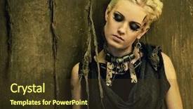  Presentation with wall - Colorful PPT theme enhanced with poster for textiles fashion design backdrop and a  colored foreground.