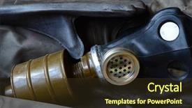  Presentation with gas - Beautiful PPT theme featuring fallout - gas mask backdrop and a tawny brown colored foreground