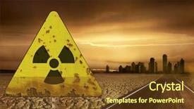  Presentation with radioactivity - Theme featuring fallout - radioactivity sign and the city background and a tawny brown colored foreground