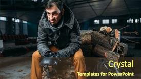  Presentation with gas - Presentation theme enhanced with fallout - stalker concept man with gas background and a tawny brown colored foreground