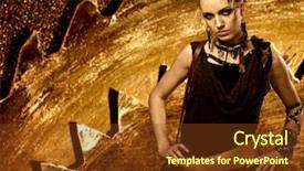  Presentation with abstract - Colorful PPT theme enhanced with fallout - woman against an abstract metal backdrop and a tawny brown colored foreground