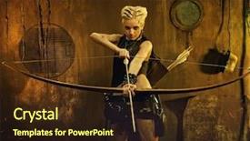  Presentation with bow and arrows for archery - Slide set consisting of fallout - woman with a bow background and a wine colored foreground