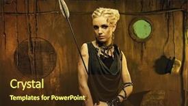  Presentation with triathlon run woman - PPT layouts enhanced with fallout - woman with a spear background and a tawny brown colored foreground