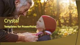  Presentation with grandfather - Presentation theme featuring person falls - grandfather tying granddaughter's scarf background and a tawny brown colored foreground
