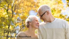  Presentation with senior couple - Slide set having falls elderly - family age season and people background and a yellow colored foreground