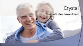  Presentation with senior couple - Amazing PPT theme having falls elderly - fun loving senior couple piggyback backdrop and a  colored foreground