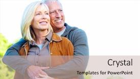  Presentation with teamwork fun - Slide deck with falls elderly - happy senior couple having background and a soft green colored foreground