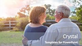  Presentation with senior couple - Colorful slide set enhanced with falls elderly - happy senior mature couple backdrop and a seafoam green colored foreground