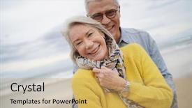  Presentation with senior couple - Audience pleasing slide deck consisting of falls elderly - portrait of attractive vibrant senior backdrop and a yellow colored foreground