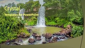  Presentation with waterfalls - Slide set with falls in argentina picturesque ledge background and a tawny brown colored foreground