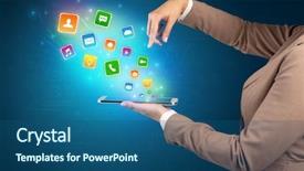  Presentation with hand holding colorful brain sketch - Theme featuring falls index - hand holding tablet and application background and a ocean colored foreground