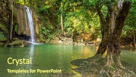  Presentation with third - Cool new presentation design with falls national park at kanchanaburi backdrop and a tawny brown colored foreground