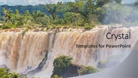  Presentation with fall leaves border - Audience pleasing theme consisting of falls on the argentina - brazil backdrop and a coral colored foreground