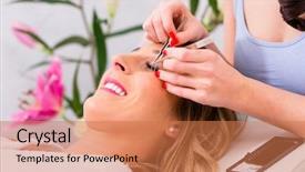 Presentation with eye - Beautiful presentation theme featuring false eye lashes in beauty backdrop and a coral colored foreground