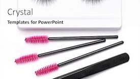  Presentation with tools - Beautiful theme featuring false-eyelashes-brushes-and-tweezers backdrop and a white colored foreground