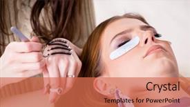  Presentation with sydney getting around - PPT theme enhanced with false master - young woman getting eyelash extension background and a  colored foreground