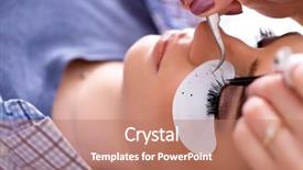  Presentation with getting better - Audience pleasing PPT theme consisting of false master - young woman getting eyelash extension backdrop and a  colored foreground