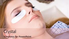  Presentation with beautiful young woman getting face - Cool new presentation theme with false master - young woman getting eyelash extension backdrop and a  colored foreground