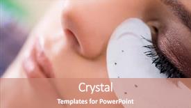  Presentation with beautiful young woman getting face - Beautiful slides featuring false master - young woman getting eyelash extension backdrop and a coral colored foreground