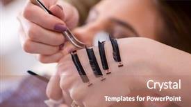  Presentation with sydney getting around - Slides having false master - young woman getting eyelash extension background and a coral colored foreground