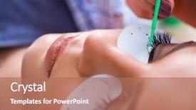  Presentation with lactation young woman breastfeeding - Presentation theme having false master - young woman getting eyelash extension background and a coral colored foreground