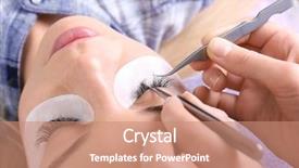  Presentation with lactation young woman breastfeeding - PPT theme consisting of false master - young woman undergoing eyelash extensions background and a coral colored foreground