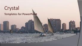  Presentation with nile river - Slide deck with faluccas sailing on the nile background and a lemonade colored foreground