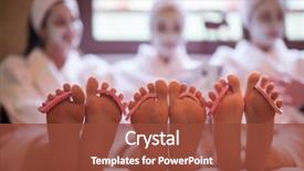  Presentation with celebrate - PPT theme with famale friends in spa background and a tawny brown colored foreground