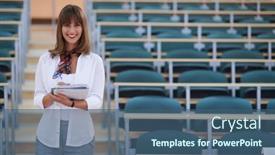  Presentation with pen - Presentation consisting of famale-student-using-pen background and a ocean colored foreground