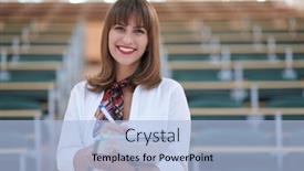  Presentation with pen - PPT layouts featuring famale-student-using-pen background and a light blue colored foreground