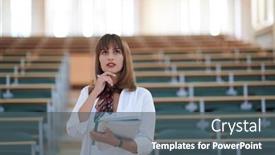  Presentation with pen - Colorful presentation theme enhanced with famale-student-using-pen backdrop and a ocean colored foreground