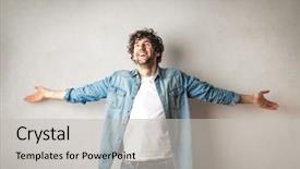  Presentation with indoor playgroung - Colorful presentation theme enhanced with gain - man with open arms indoor backdrop and a light gray colored foreground