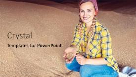  Presentation with harvest - Slide set having famer-showing-the-harvest background and a coral colored foreground