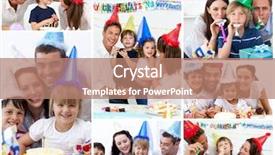  Presentation with families - Colorful slide set enhanced with families celebrating a birthday backdrop and a coral colored foreground