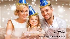  Presentation with birthday celebration - Presentation design featuring families party - celebration family holidays and birthday background and a coral colored foreground