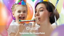  Presentation with displaying a happy mother cudd - Cool new slides with concept of success in business backdrop and a light gray colored foreground