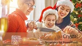  Presentation with merru christmas - Slide set with families party - merry christmas happy family are background and a coral colored foreground