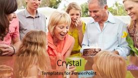  Presentation with generation - Cool new PPT theme with families party - multi generation family celebrating birthday backdrop and a coral colored foreground