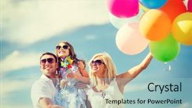  Presentation with colorful celebration - Amazing slide set having families party - summer holidays celebration children backdrop and a light blue colored foreground