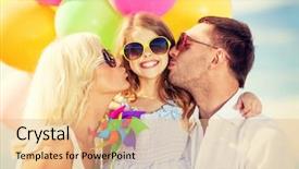  Presentation with summer celebration - Amazing presentation design having families party - summer holidays celebration children backdrop and a coral colored foreground