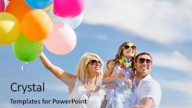  Presentation with summer celebration - Slide set having families party - summer holidays celebration children background and a light blue colored foreground