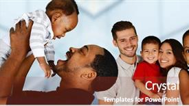  Presentation with families - Slide set having families together of all race background and a tawny brown colored foreground