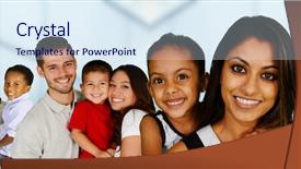  Presentation with families - Presentation theme featuring families together of all race background and a sky blue colored foreground