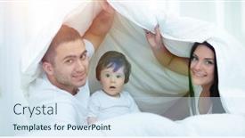  Presentation with families - PPT layouts enhanced with families with children in bed under a blanket background and a sky blue colored foreground