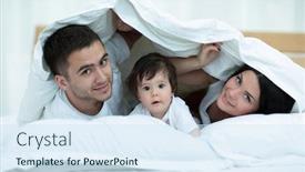  Presentation with families - Slides enhanced with families with children in bed under a blanket background and a sky blue colored foreground