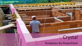  Presentation with thermal insulation - Cool new PPT layouts with familiy - family house is built backdrop and a coral colored foreground