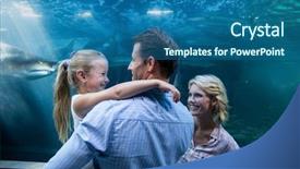  Presentation with fish aquarium - Slides having familly enjoying behind a fish background and a ocean colored foreground