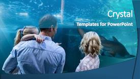  Presentation with fish aquarium - Colorful slide set enhanced with familly looking at fish tank backdrop and a teal colored foreground