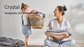  Presentation with laundry - Presentation consisting of family - beautiful young woman and child background and a light gray colored foreground